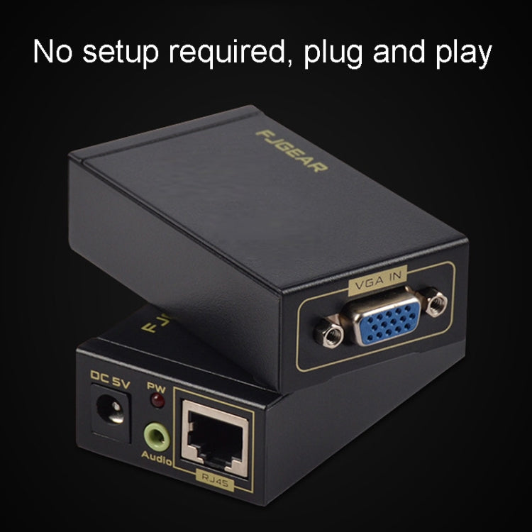 FJGEAR FJ-VEA100 Prolunga 2 in 1 Cavo singolo da VGA a RJ45 Prolunga con audio, spina europea, FJ-VEA100 EU Plug