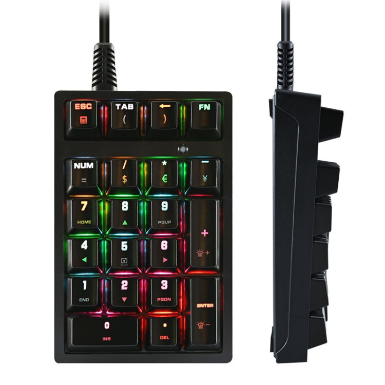 198I K21 Tastiera meccanica Dightal cablata Pulsante multifunzione Tastierino da ufficio retroilluminato RGB