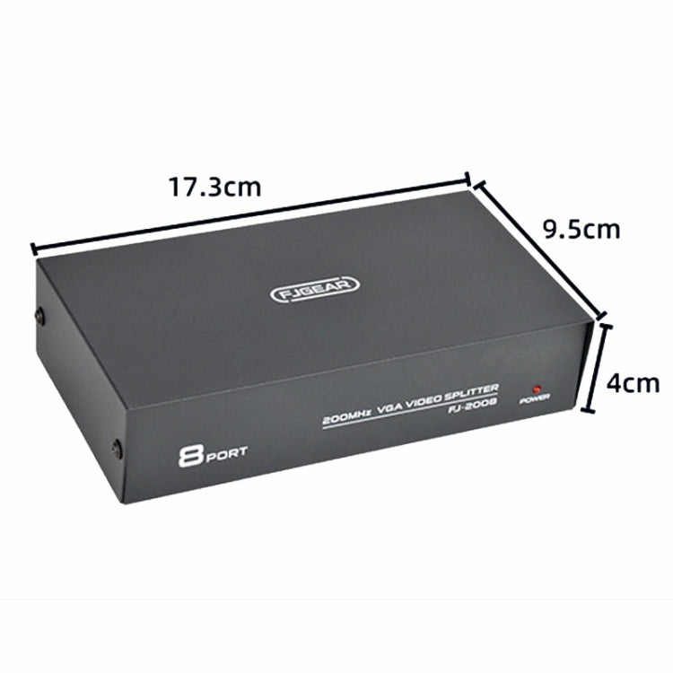 FJGEAR FJ-2008 Splitter VGA 1 ingresso 8 uscite Splitter uscita Vedio per computer, spina europea, FJ-2008 EU Plug