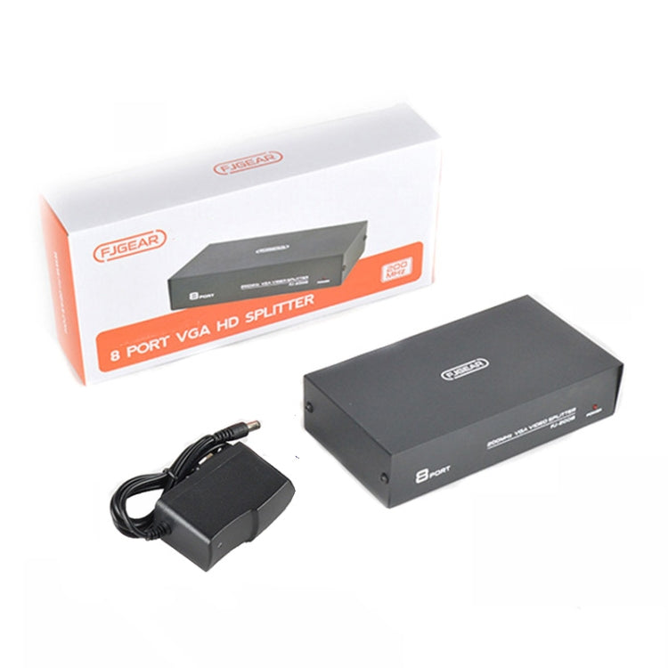 FJGEAR FJ-2008 Splitter VGA 1 ingresso 8 uscite Splitter uscita Vedio per computer, spina europea, FJ-2008 EU Plug