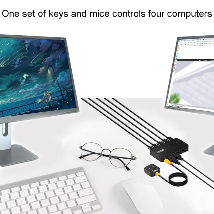 FJGEAR FJ-U404 Switcher di condivisione USB 2.0 4 ingressi 4 uscite con controller, J-U404
