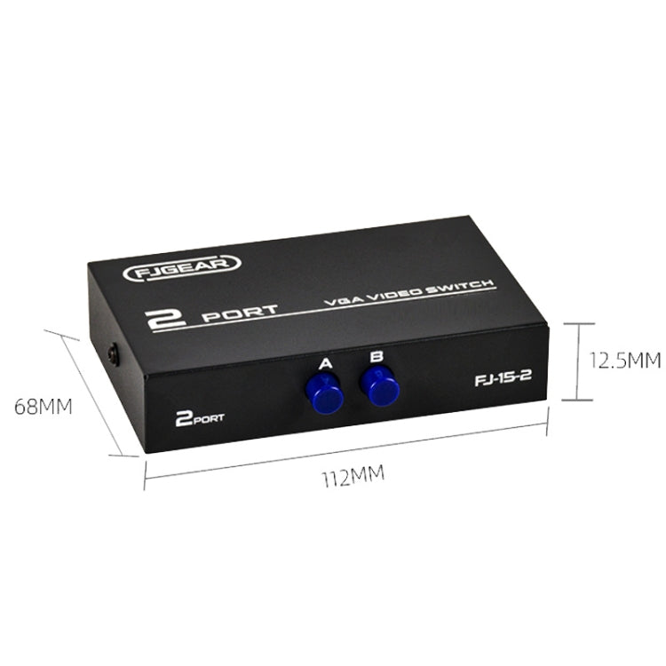 FJGEAR FJ-15-2 Commutatore VGA per computer Condivisore di commutazione bidirezionale 2 ingressi 1 uscita, FJ-15-2