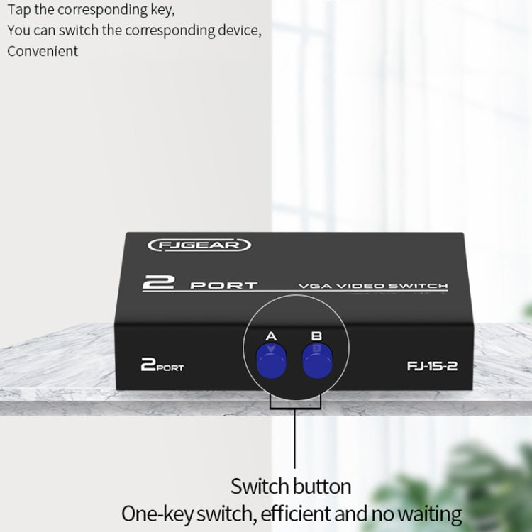 FJGEAR FJ-15-2 Commutatore VGA per computer Condivisore di commutazione bidirezionale 2 ingressi 1 uscita, FJ-15-2