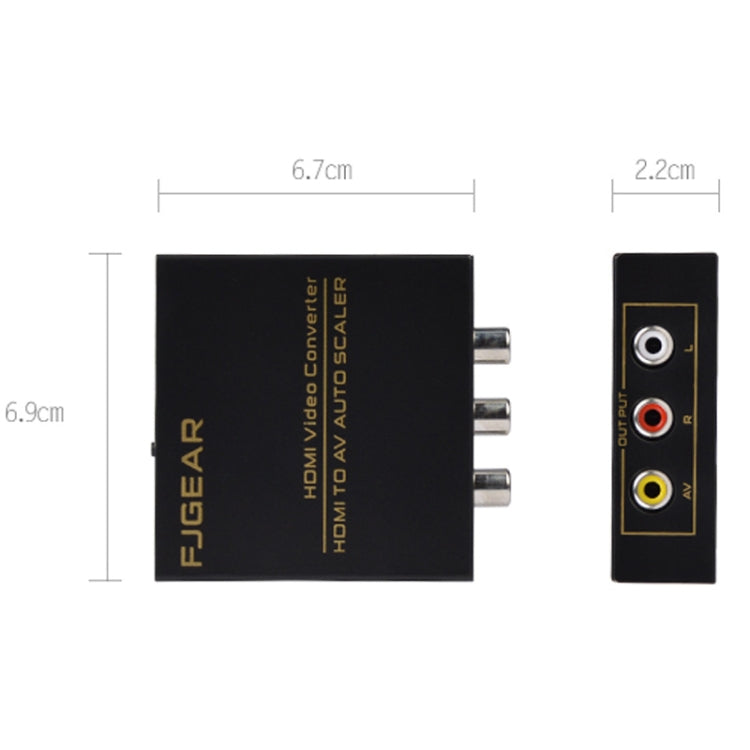 FJGEAR FJ-HA1308 Convertitore da HDMI ad AV Supporta NTSC PAL con ridimensionamento automatico dello schermo, FJ-HA1308