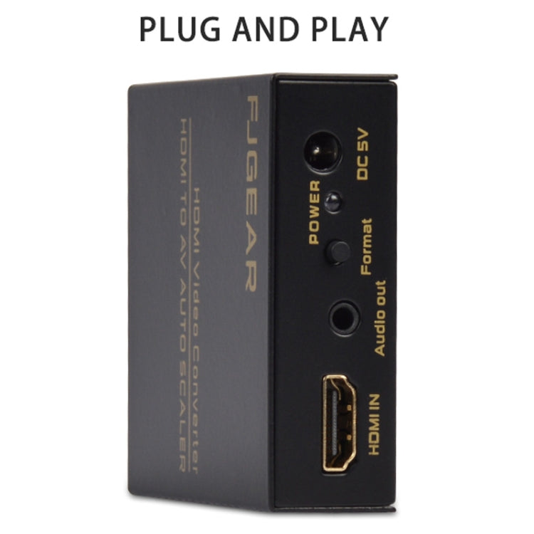 FJGEAR FJ-HA1308 Convertitore da HDMI ad AV Supporta NTSC PAL con ridimensionamento automatico dello schermo, FJ-HA1308