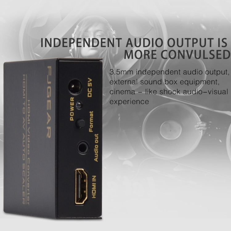 FJGEAR FJ-HA1308 Convertitore da HDMI ad AV Supporta NTSC PAL con ridimensionamento automatico dello schermo, FJ-HA1308