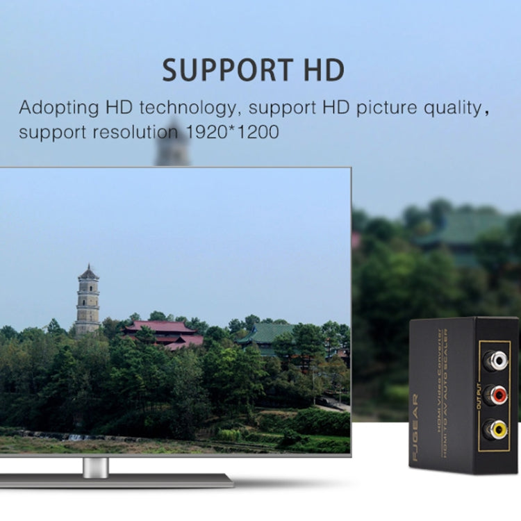 FJGEAR FJ-HA1308 Convertitore da HDMI ad AV Supporta NTSC PAL con ridimensionamento automatico dello schermo, FJ-HA1308
