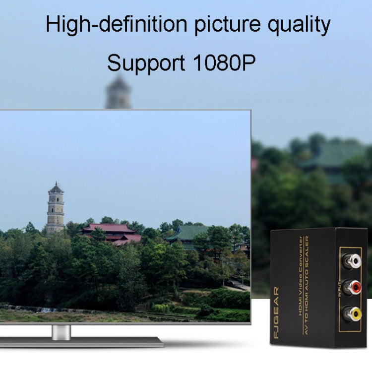 FJGEAR FJ-AH1308 Convertitore AV a HDMI con ridimensionamento automatico, FJ-AH1308