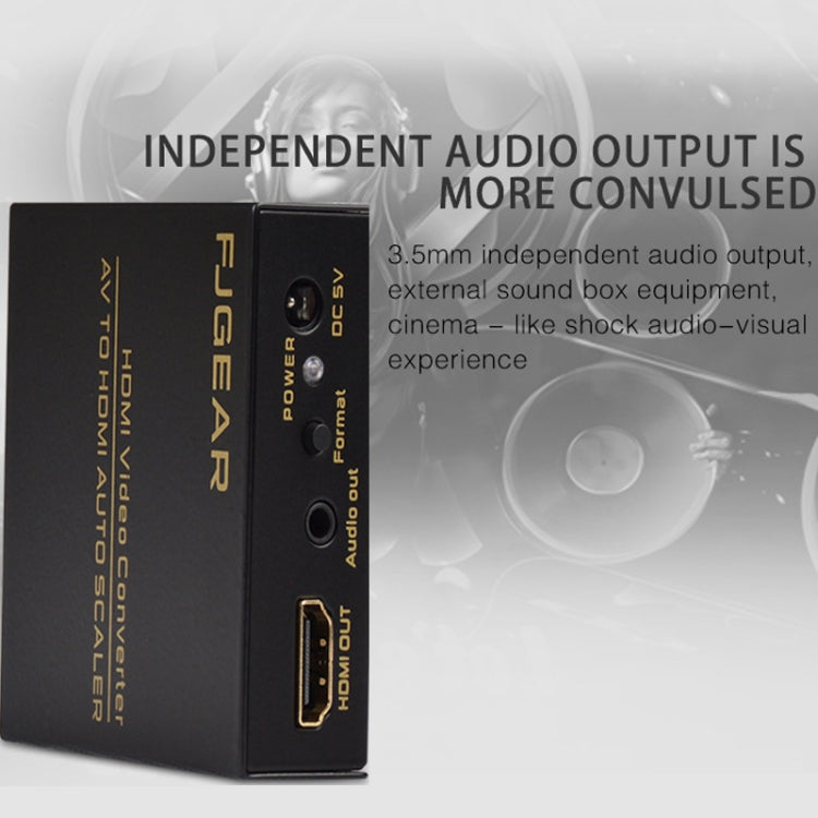 FJGEAR FJ-AH1308 Convertitore AV a HDMI con ridimensionamento automatico, FJ-AH1308