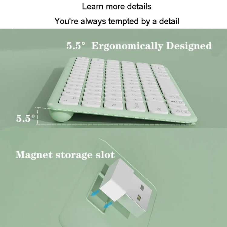 B087 Tastiera e mouse wireless dual mode portatili da 78 tasti 2.4G, Keyboard Green, Keyboard Pink, Keyboard Mouse Set White, Keyboard Mouse Set Green, Keyboard Mouse Set Pink