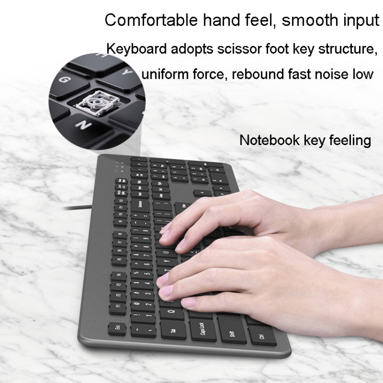 B035 Tastiera wireless 2.4G Costruzione con piede a forbice Tastiera esterna silenziosa per laptop da ufficio, Silver, Gold, Double-mold Bluetooth Gray