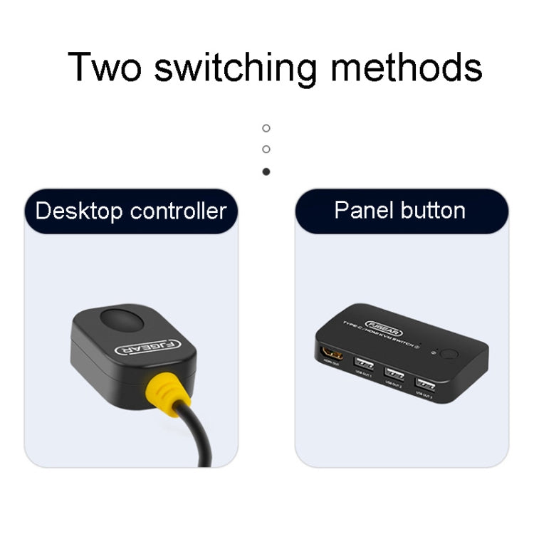 Switch KVM tipo C / HDMI FJGEAR FJ-TYH201 con controller desktop, FJ-TYH201