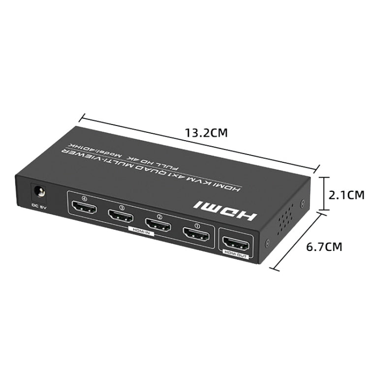 FJGEAR FJ-401HK Splitter video KVM HDMI a 4 porte con telecomando IR, FJ-401HK