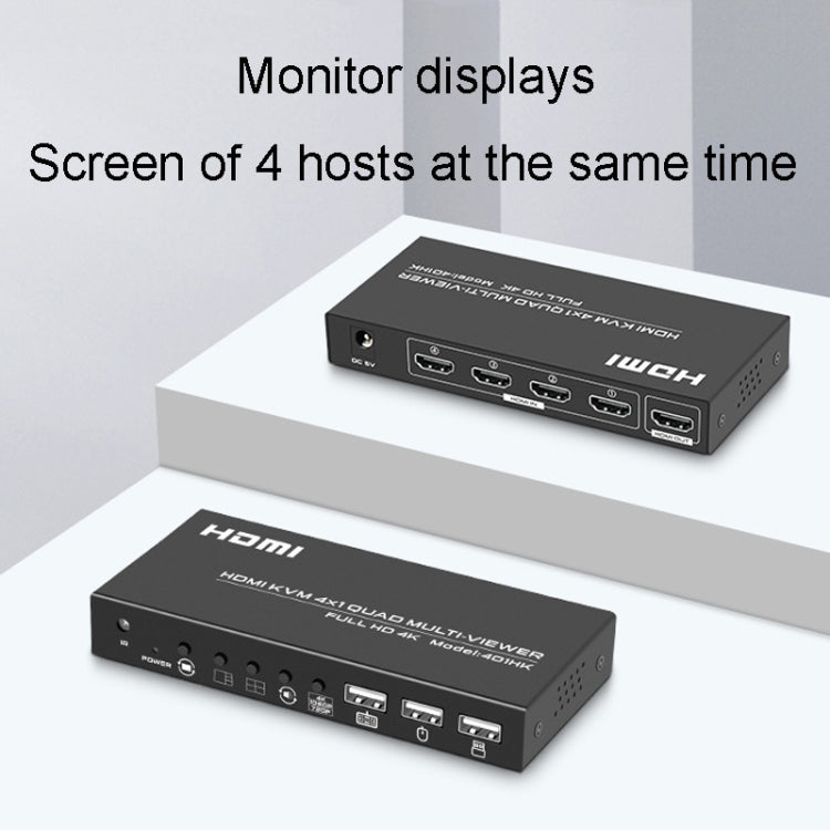 FJGEAR FJ-401HK Splitter video KVM HDMI a 4 porte con telecomando IR, FJ-401HK