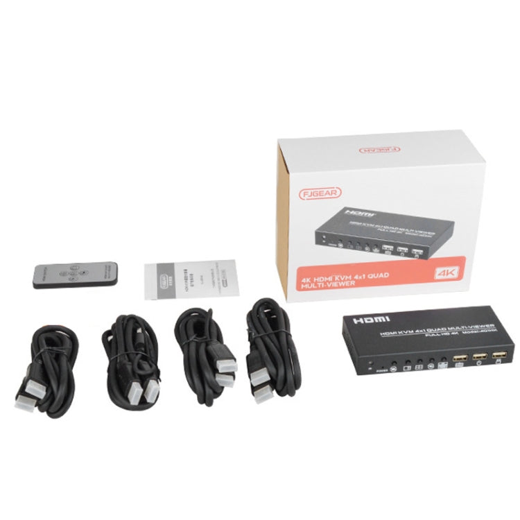 FJGEAR FJ-401HK Splitter video KVM HDMI a 4 porte con telecomando IR, FJ-401HK