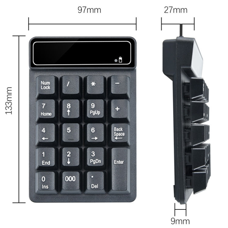 K3 19 tasti 2.4G Wireless Mini tastiera digitale tastiera per macchinari di sospensione, K3 (Black)