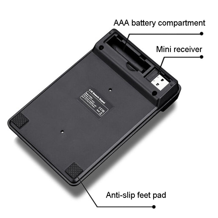K3 19 tasti 2.4G Wireless Mini tastiera digitale tastiera per macchinari di sospensione, K3 (Black)