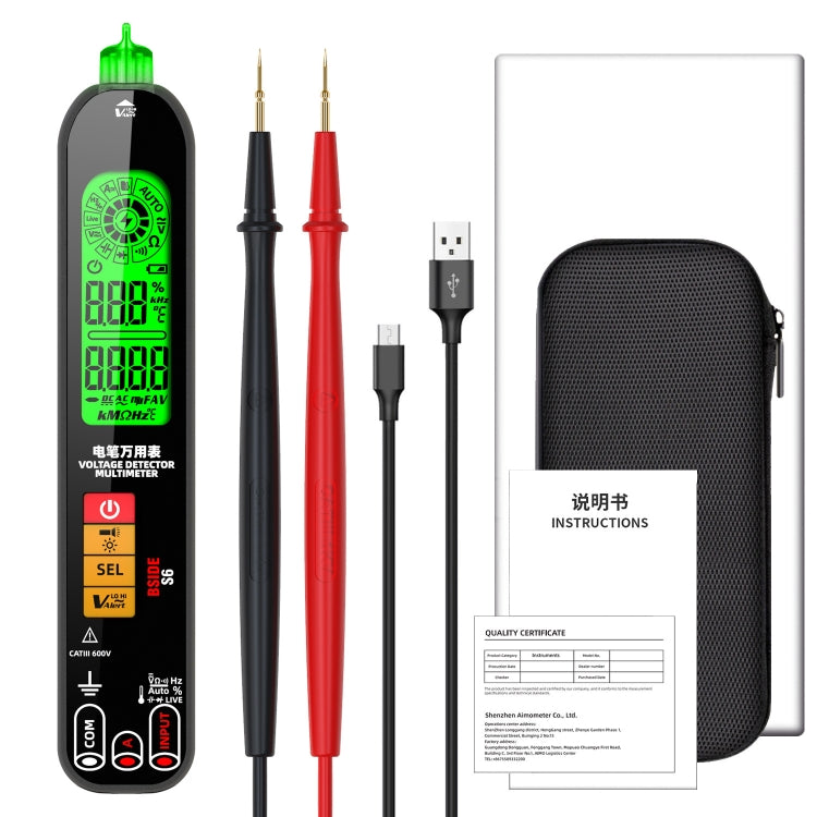 BSIDE S6 Multimetro digitale intelligente Penna per test di corrente Capacità Temperatura Rilevatore di tensione, S6
