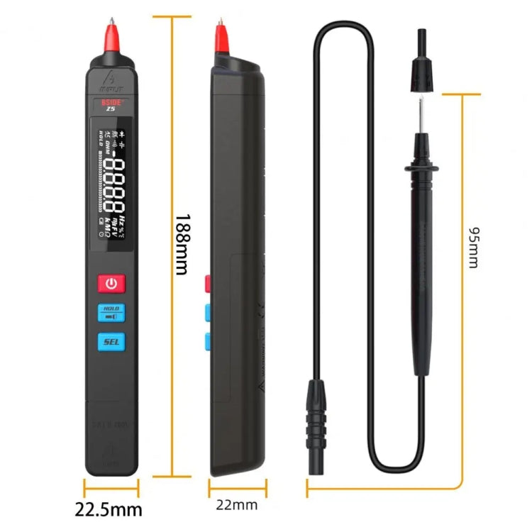 BSIDE Z5 Multimetro Smart Pen Retroilluminazione LCD 6000 conteggi Rilevatore automatico di tensione, Z5
