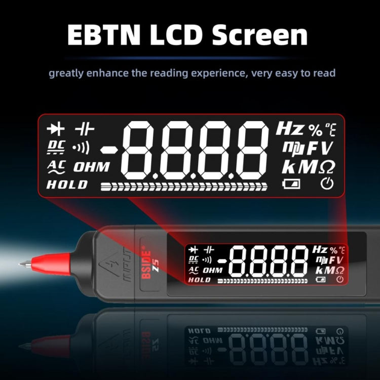 BSIDE Z5 Multimetro Smart Pen Retroilluminazione LCD 6000 conteggi Rilevatore automatico di tensione, Z5
