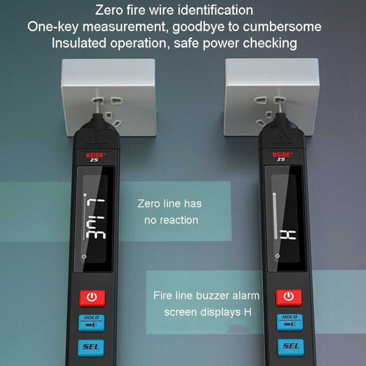 BSIDE Z5 Multimetro Smart Pen Retroilluminazione LCD 6000 conteggi Rilevatore automatico di tensione, Z5