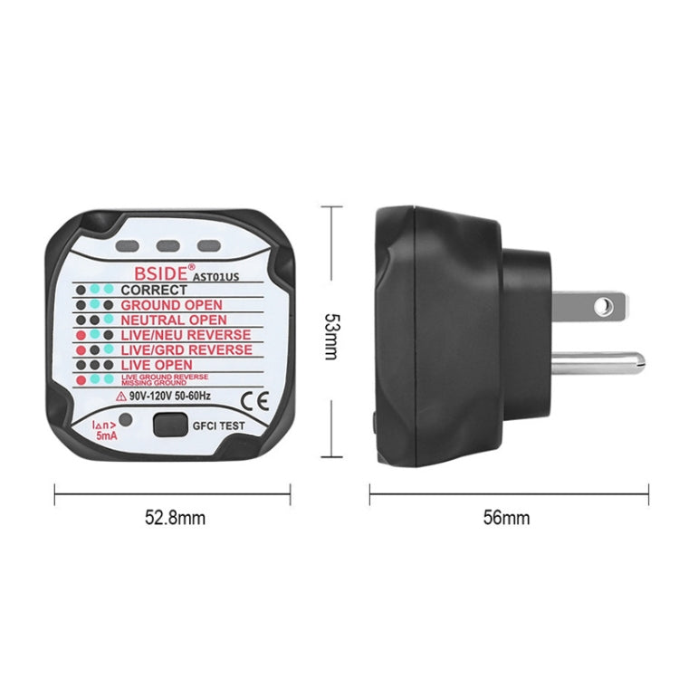 Rilevatore di prese elettriche per tester di alimentazione con spina BSIDE AST01, US Plug, EU Plug, UK Plug