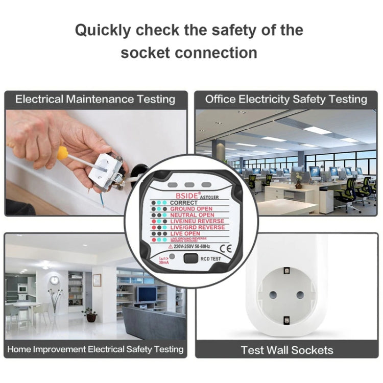 Rilevatore di prese elettriche per tester di alimentazione con spina BSIDE AST01, US Plug, EU Plug, UK Plug