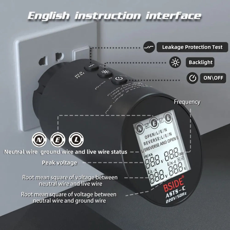 BSIDE ASTS Analizzatore di circuiti Plug Power Tester, US Plug, EU Plug, UK Plug