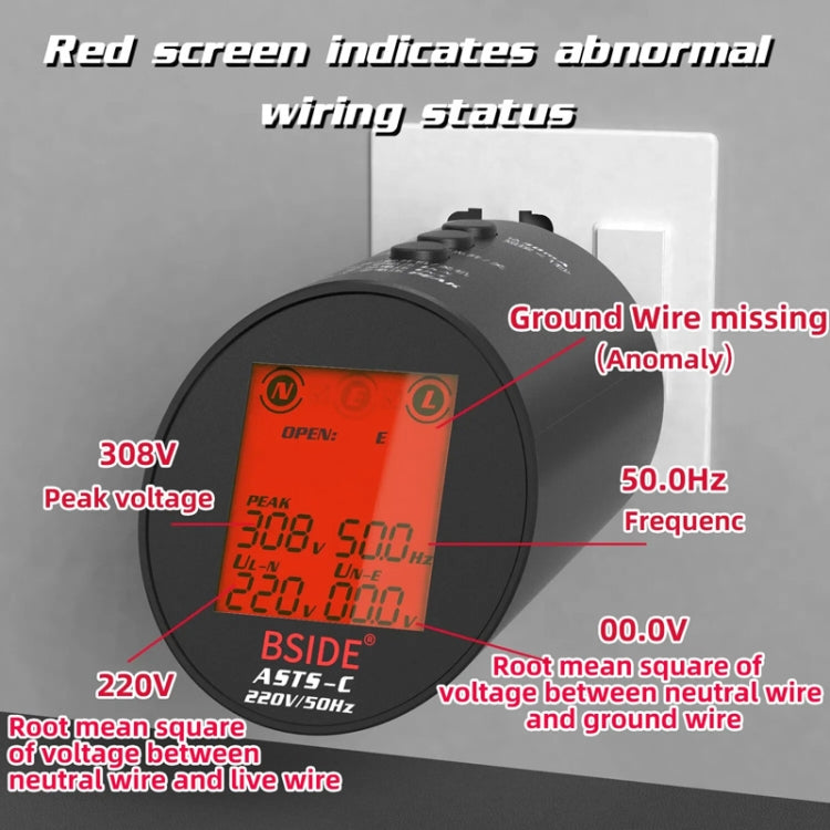 BSIDE ASTS Analizzatore di circuiti Plug Power Tester, US Plug, EU Plug, UK Plug