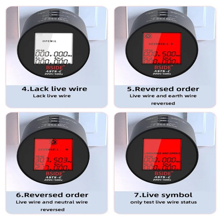 BSIDE ASTS Analizzatore di circuiti Plug Power Tester, US Plug, EU Plug, UK Plug