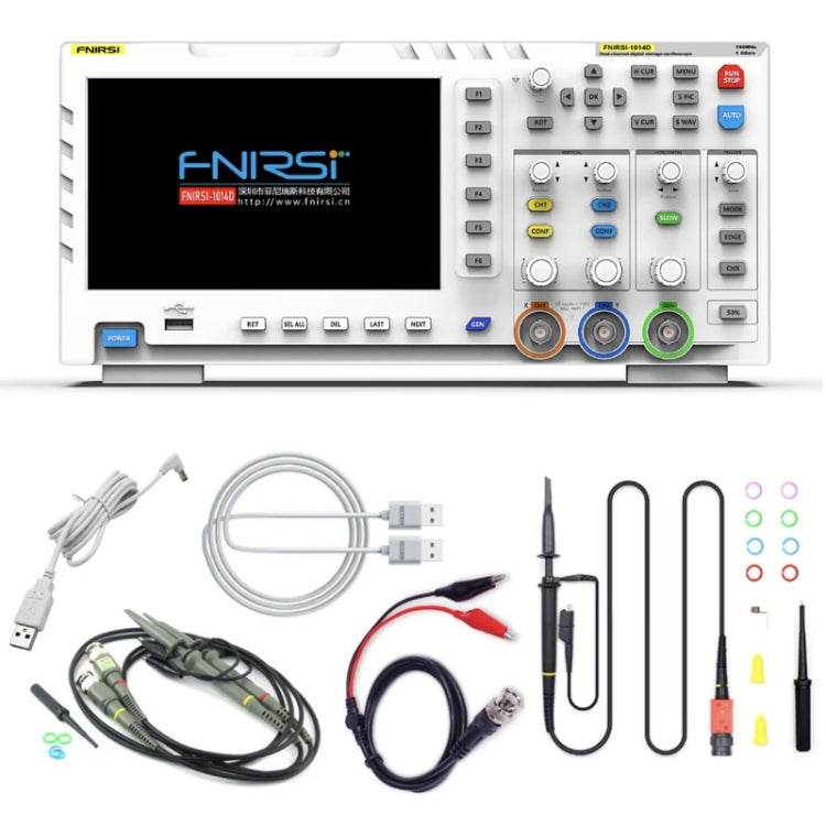 FNIRSI 2 in 1 Oscilloscopio digitale a doppio canale con larghezza di banda di 100 M, generatore di segnale di campionamento 1GS, spina UE, 1014D, 1014D +P4100 Probe