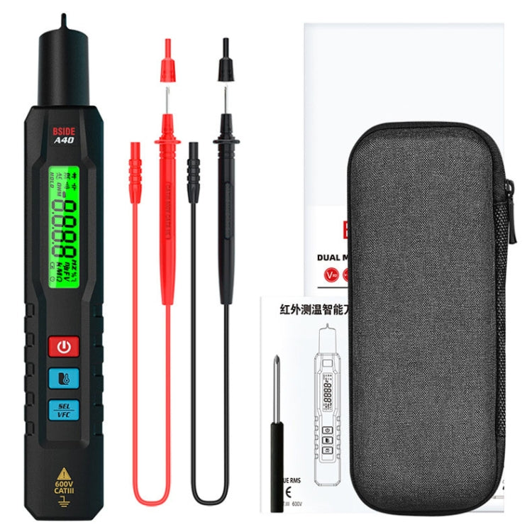 BSIDE A40 Termometro a infrarossi Tipo di penna elettrica Multimetro intelligente Tester di tensione inverter VFC, A40