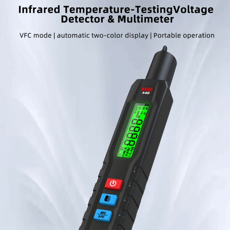 BSIDE A40 Termometro a infrarossi Tipo di penna elettrica Multimetro intelligente Tester di tensione inverter VFC, A40