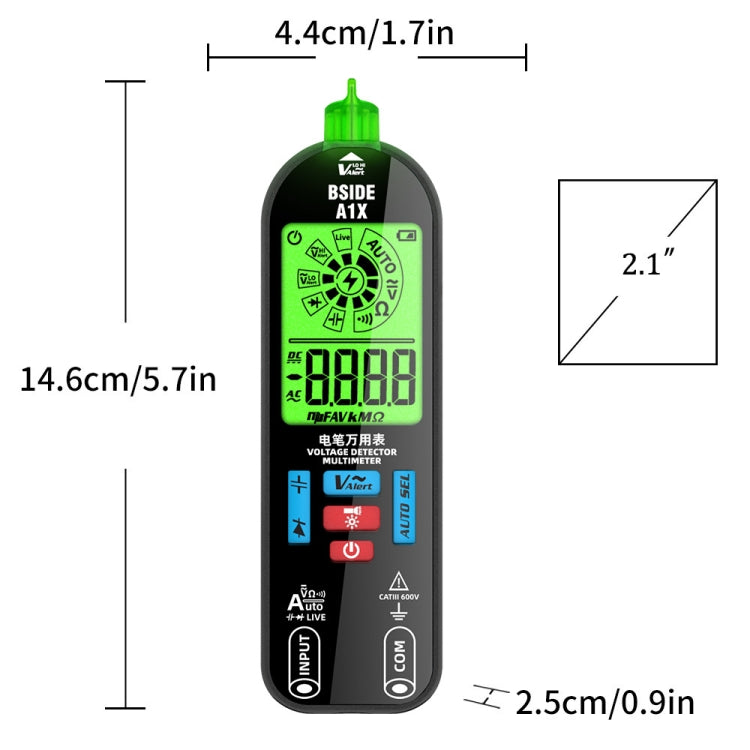 BSIDE A1X Modello di ricarica Mini penna elettrica digitale Multimetro automatico intelligente, BSIDE A1X Standard, BSIDE A1X With Tool Pack