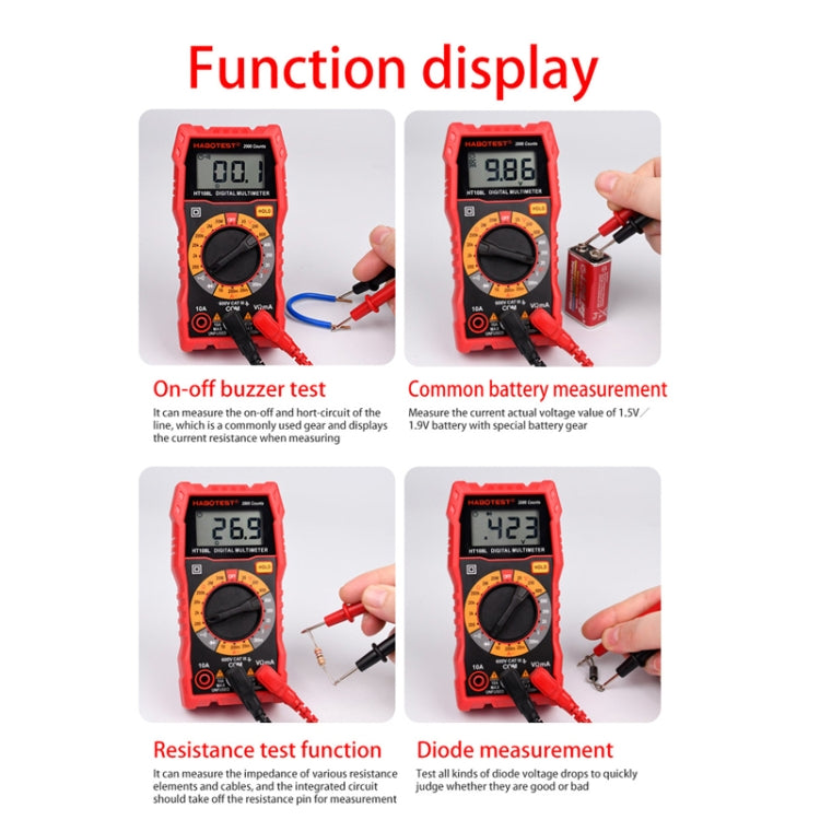 HABOTEST HT108L 600V 10A Multimetro digitale LCD Tester di corrente multitester per diodi di tensione CC Frequenza, HT108L