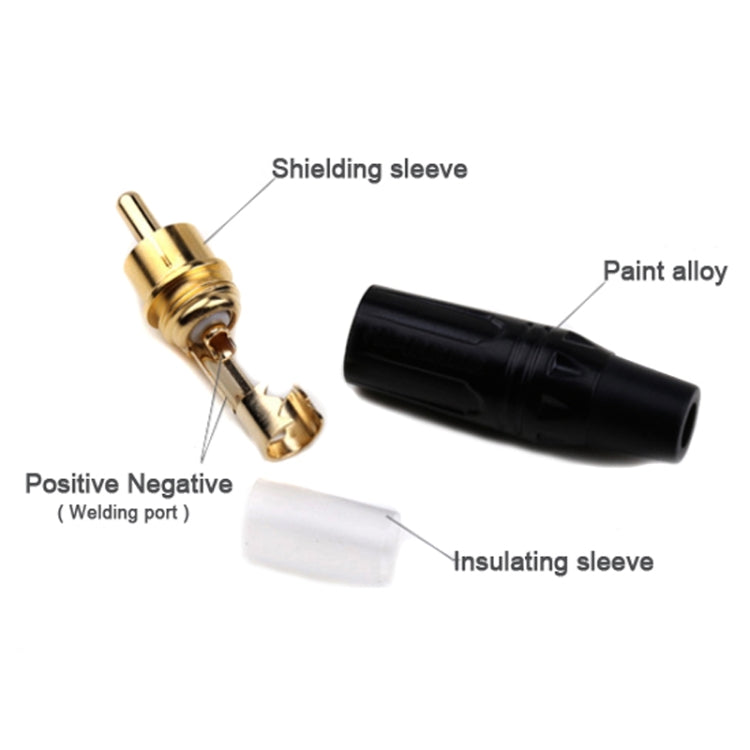 Spina audio/video maschio RCA saldata in rame puro assemblata con connettore AV Lotus, Black