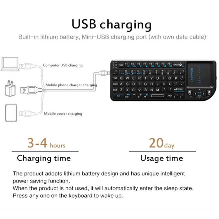 Rii X1 2.4G Mini Classic Wireless Tastiera e mouse Kit tutto in uno