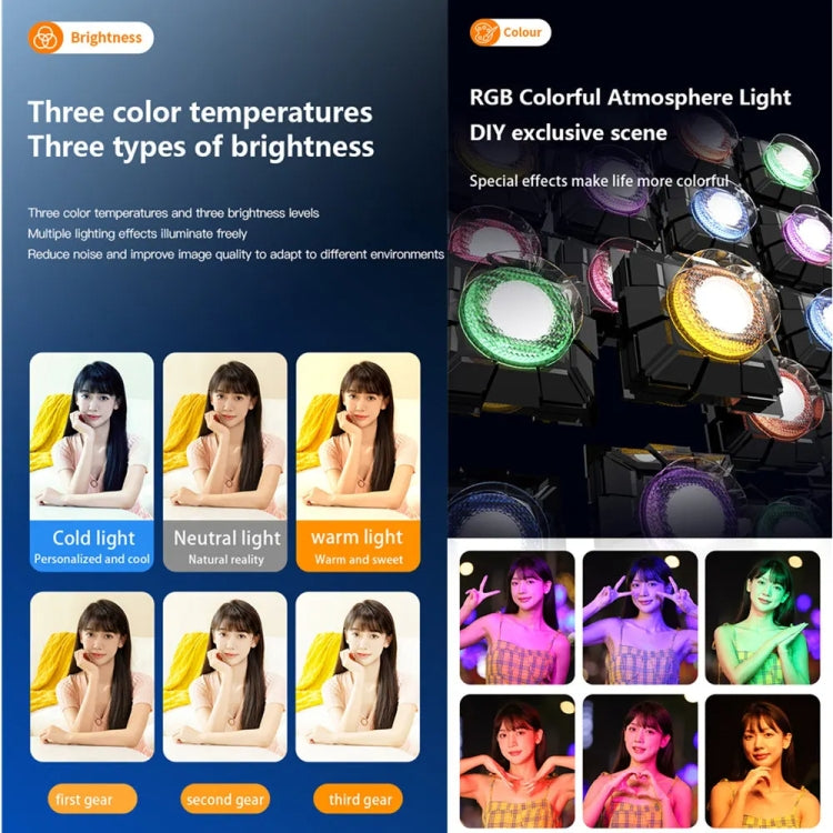 Lampada tascabile D2 Pro Mini RGB Fill Light con supporto per cellulare