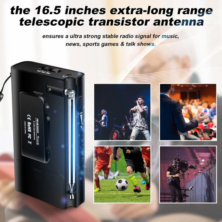 J-180 Puntatore portatile Radio FM/AM a due bande con clip per il trasporto, Upgrade Version, Regular Version