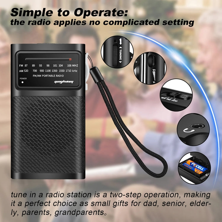 J-180 Puntatore portatile Radio FM/AM a due bande con clip per il trasporto, Upgrade Version, Regular Version