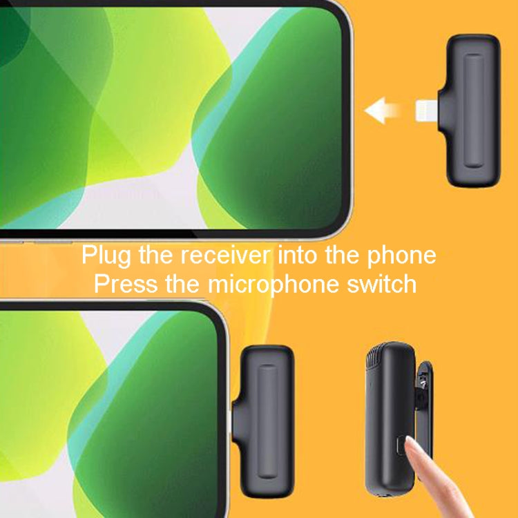 Microfono lavalier per registrazione da uno a due all'aperto con cancellazione del rumore, microfono wireless per lo streaming live, Type-C, 8 Pin