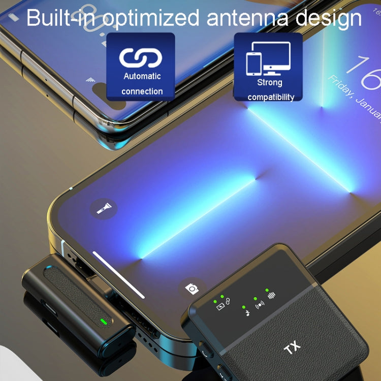 Microfono lavalier wireless Uno a uno con registrazione dal vivo e cancellazione del rumore, Type-C, 8 Pin