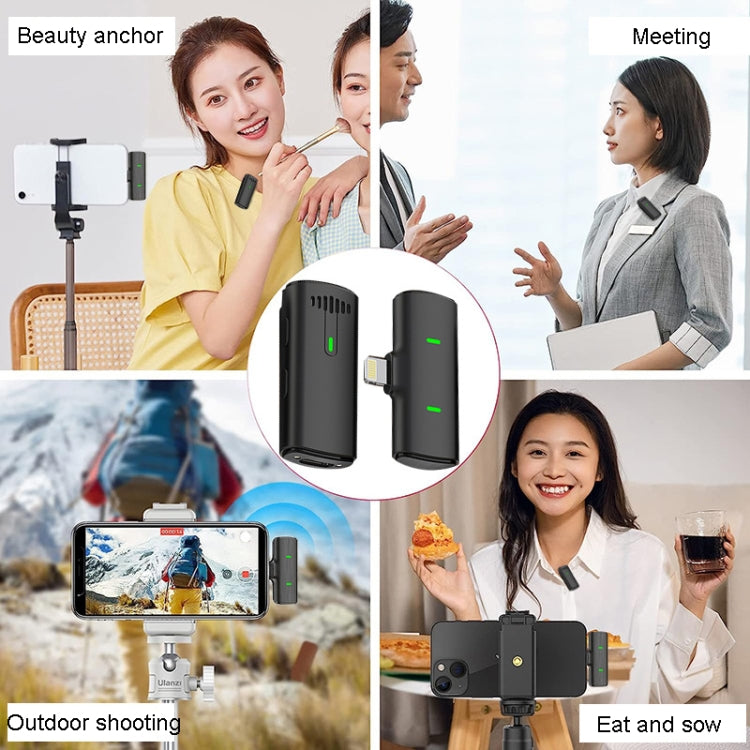 Uno o due microfoni wireless con microfono lavalier per registrazione all'aperto con cancellazione del rumore, Type-C, 8 Pin