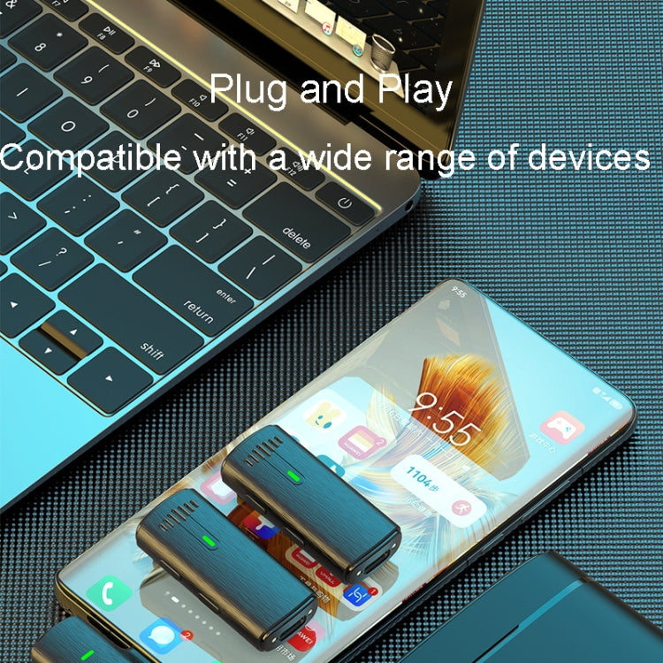 Uno o due microfoni wireless con microfono lavalier per registrazione all'aperto con cancellazione del rumore, Type-C, 8 Pin