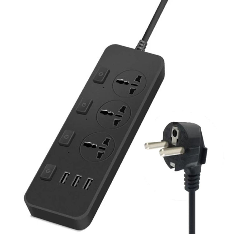 T14 2m 2500W 3 Spine + 3 Porte USB Presa Multifunzione Con Interruttore, UK Plug (Black), UK Plug (White), US Plug (Black), US Plug (White), EU Plug (Black), EU Plug (White)