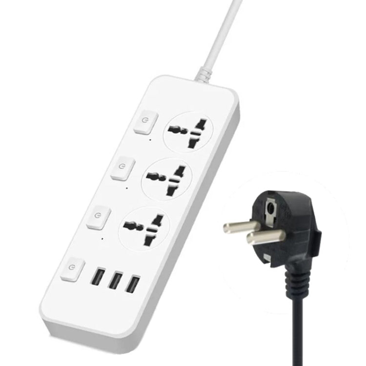 T14 2m 2500W 3 Spine + 3 Porte USB Presa Multifunzione Con Interruttore, UK Plug (Black), UK Plug (White), US Plug (Black), US Plug (White), EU Plug (Black), EU Plug (White)