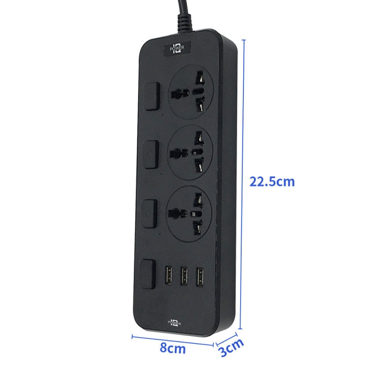 T14 2m 2500W 3 Spine + 3 Porte USB Presa Multifunzione Con Interruttore, UK Plug (Black), UK Plug (White), US Plug (Black), US Plug (White), EU Plug (Black), EU Plug (White)