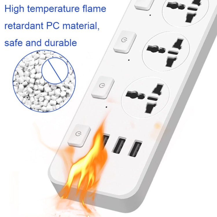 T14 2m 2500W 3 Spine + 3 Porte USB Presa Multifunzione Con Interruttore, UK Plug (Black), UK Plug (White), US Plug (Black), US Plug (White), EU Plug (Black), EU Plug (White)