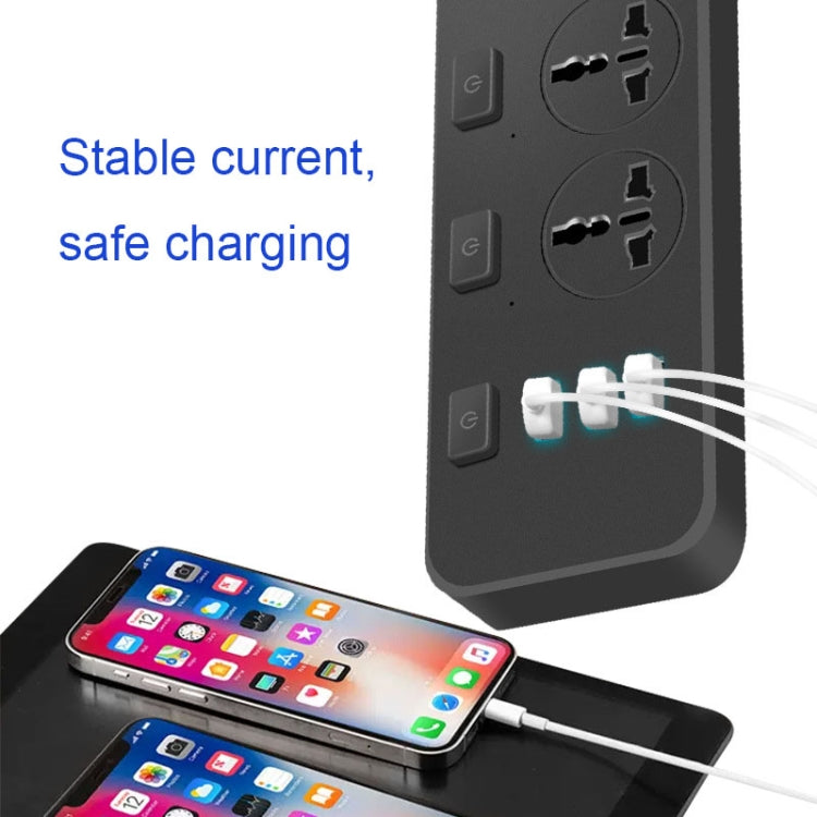 T14 2m 2500W 3 Spine + 3 Porte USB Presa Multifunzione Con Interruttore, UK Plug (Black), UK Plug (White), US Plug (Black), US Plug (White), EU Plug (Black), EU Plug (White)
