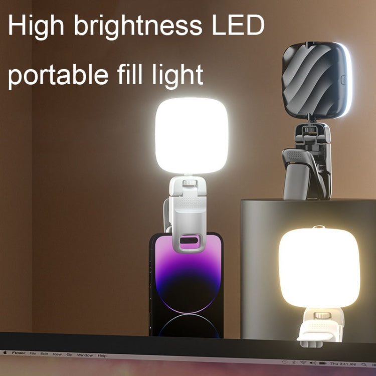 LED per telefono cellulare Live Beauty Fill Light Luce tascabile per fotocamera con ricarica USB, Black, White